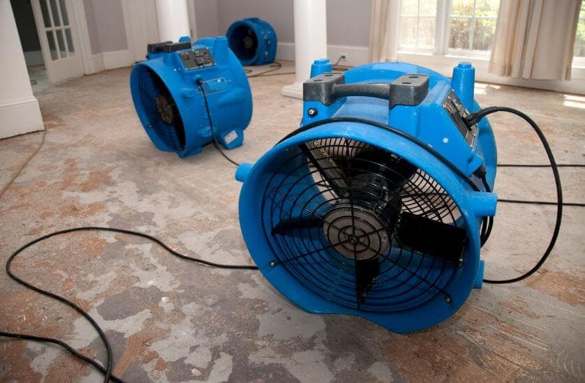 Professional water damage restoration equipment